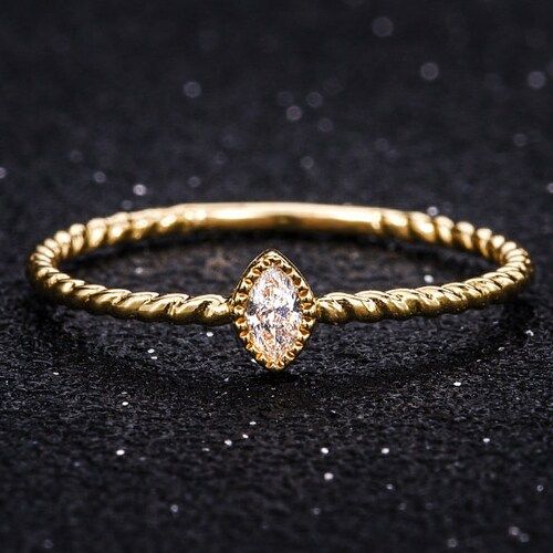 Antique Gold Ring Marquise Diamond Ring Diamond Band Stacking – Etsy For Marquise Diamond Thin Beaded Stack Rings (View 6 of 25)