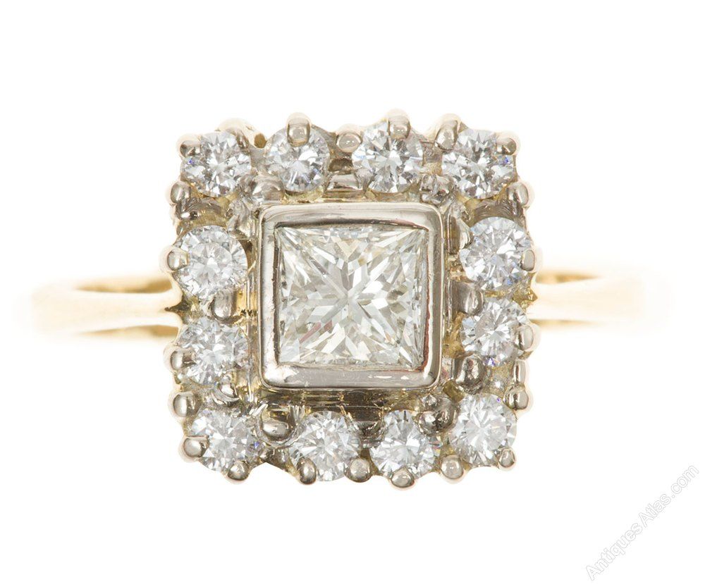 Antiques Atlas – Princess Cut Square Diamond Cluster Ring For Diamond Cluster Square Cocktail Rings (View 14 of 25)