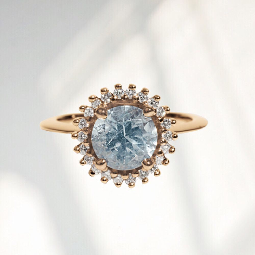 Aquamarine Engagement Rings: The Complete Guide Inside Aquamarine And Diamond Cushion Halo Rings (View 14 of 25)