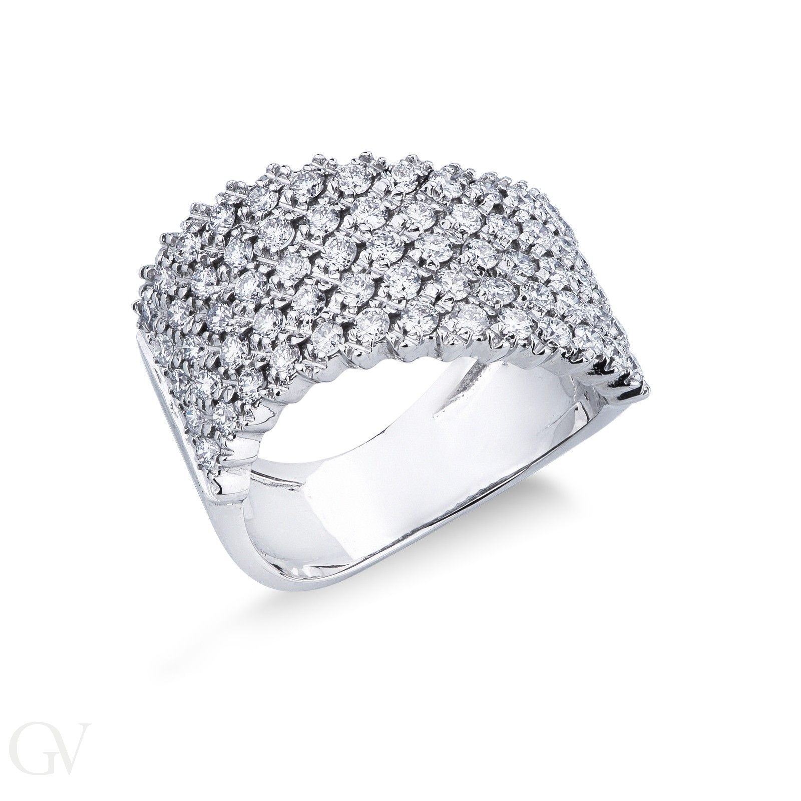 Band Ring In White Gold 18k Wave Shaped With Diamonds Measure 15 For Gold Band Rings With Diamonds (View 5 of 25)