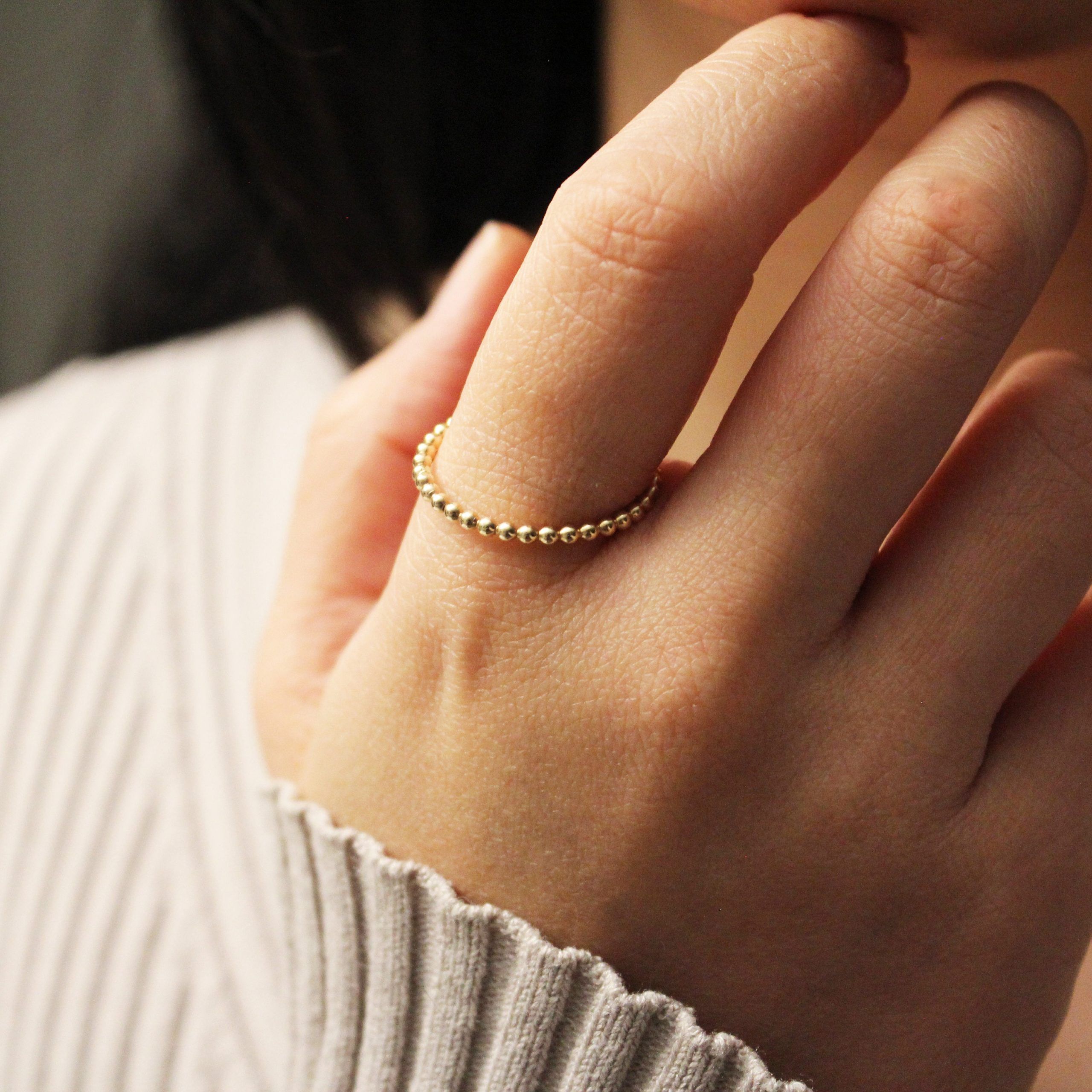Bead Ring Gold Stacking Ring Gold Filled Ring Thin Gold – Etsy Pertaining To Thin Gold Beaded Rings (View 20 of 25)