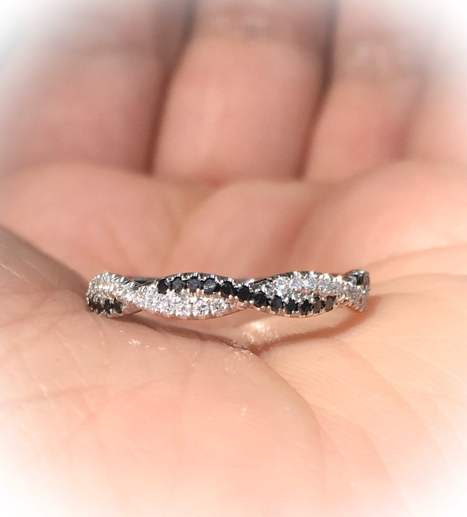 Black And White Diamond Twist Ring Pave  (View 4 of 25)