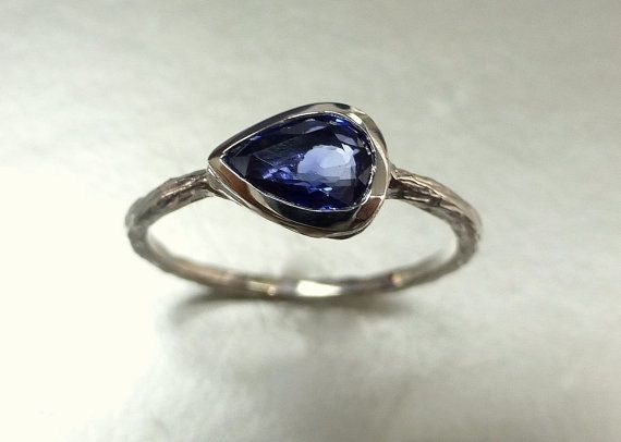 Blue Sapphire Engagement Ring Or Stacking Ring (View 18 of 25)