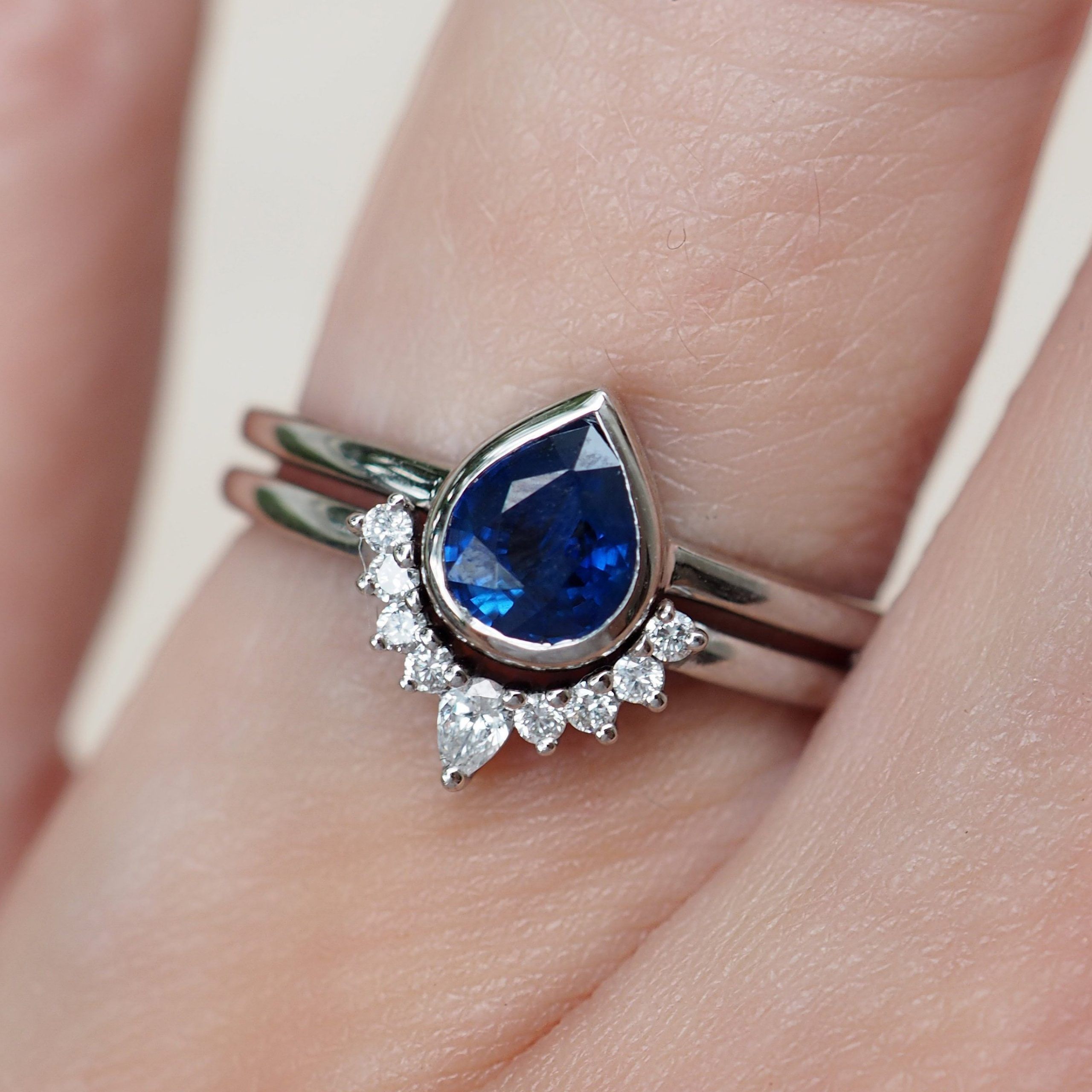 Blue Sapphire Engagement Ring Set  (View 4 of 25)