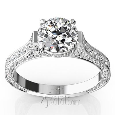 Bright Cut Pave Set Diamond Engagement Ring (7/8 Ct. T.w (View 18 of 25)