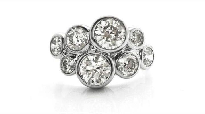 Bubble Design 8 Diamond Ring In A Bezel Set – Desert Diamonds Ireland Regarding Bubbles Bezel Diamond Rings (View 12 of 25)
