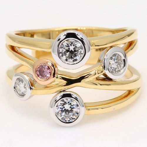 Bubbles White And Argyle Pink Diamond Dress Ring Regarding Bubbles Bezel Diamond Trio Rings (View 18 of 25)
