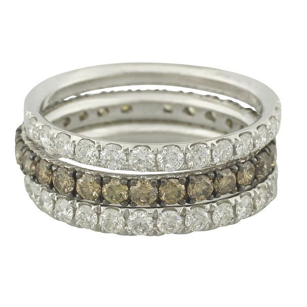Burdeen's Jewelry – 18k White Gold Round Champagne Diamond Eternity Band  With 18k White Gold Diamond Half Way Round Band Inside Champagne Diamond Eternity Rings (View 9 of 25)
