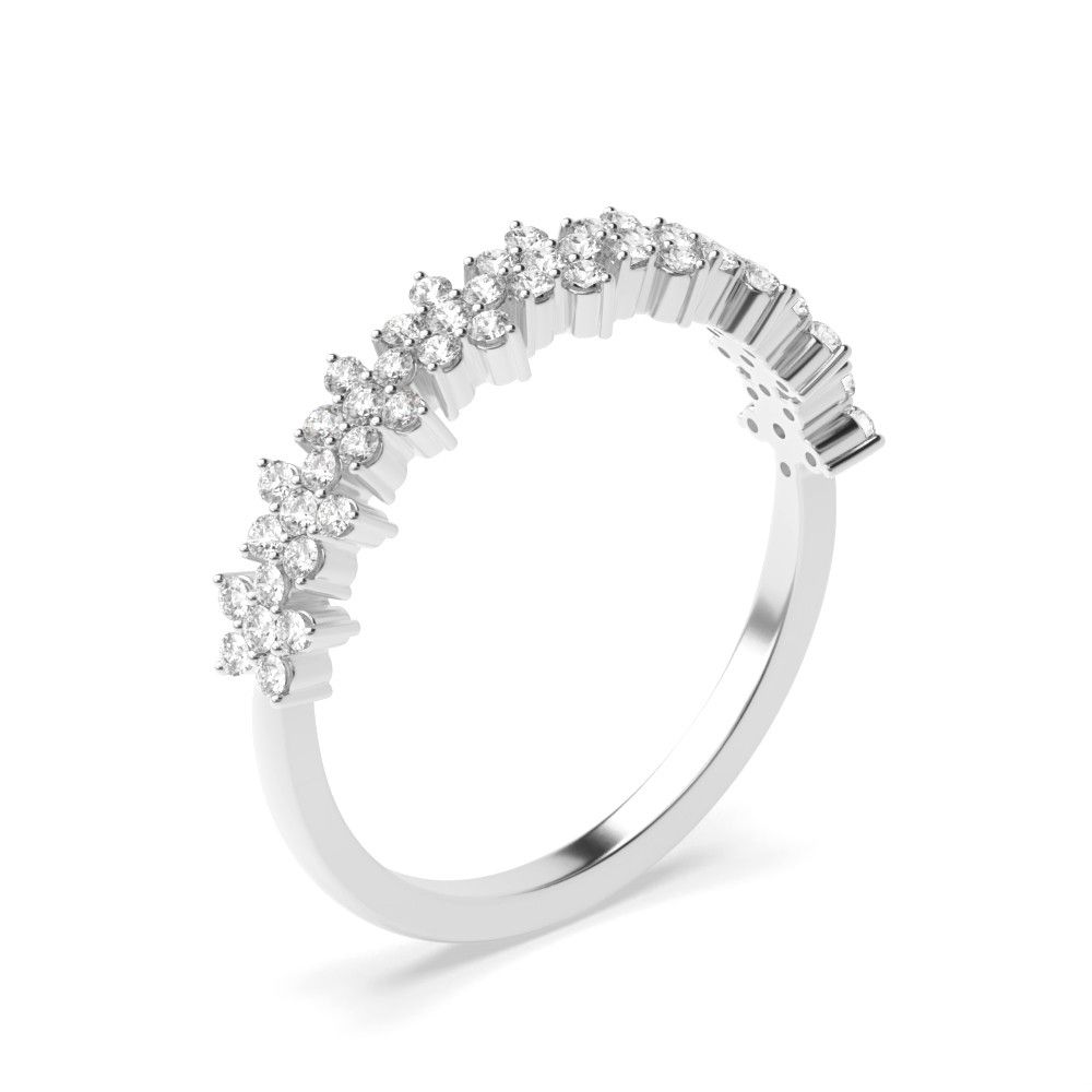Buy 4 Prong Setting Star Cluster Diamond Half Eternity Ring For Her |  Abelini Regarding Diamond Clusters Semi Eternity Rings (View 3 of 25)