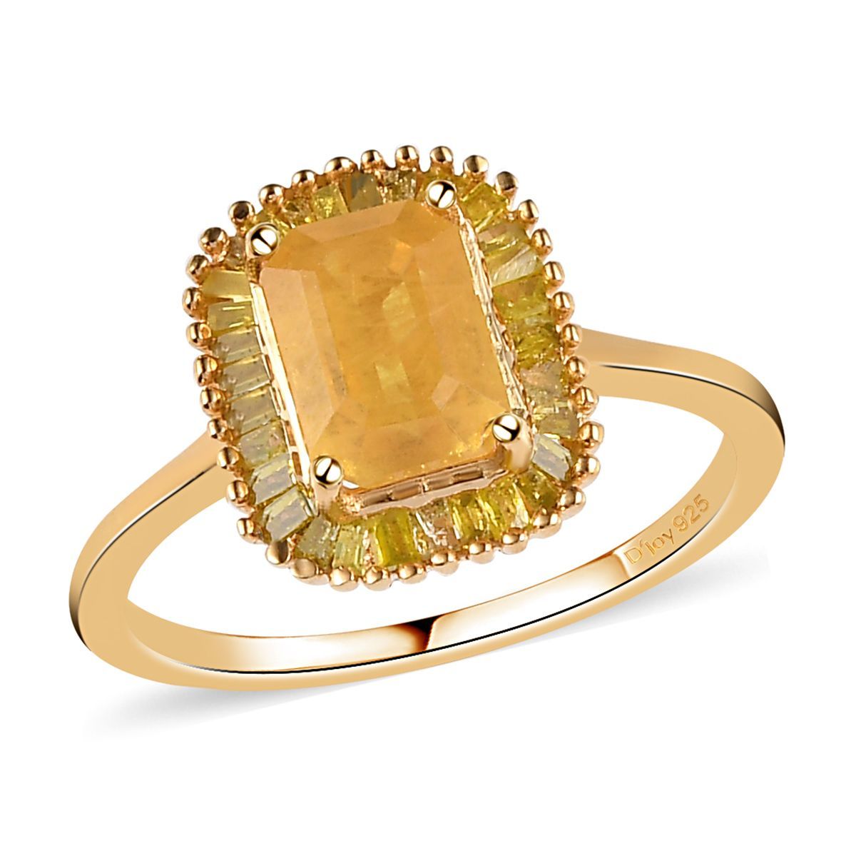 Buy Madagascar Yellow Sapphire And Yellow Diamond Halo Ring In Vermeil  Yellow Gold Over Sterling Silver (size 10.0) 1.40 Ctw At Shoplc (View 4 of 25)