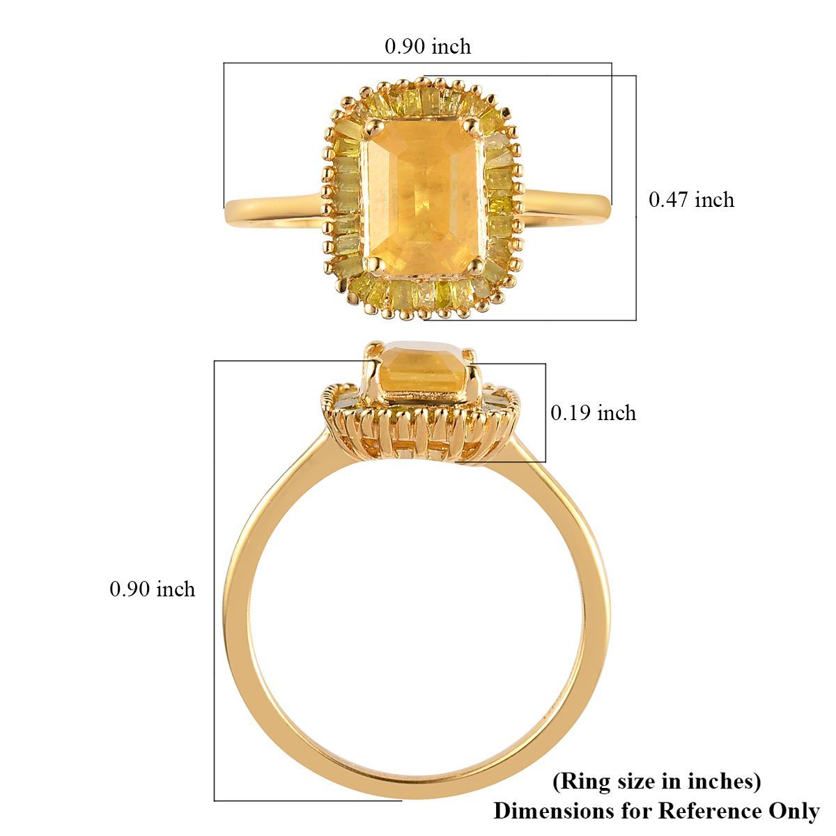 Buy Madagascar Yellow Sapphire And Yellow Diamond Halo Ring In Vermeil  Yellow Gold Over Sterling Silver (size 10.0) 1.40 Ctw At Shoplc (View 7 of 25)