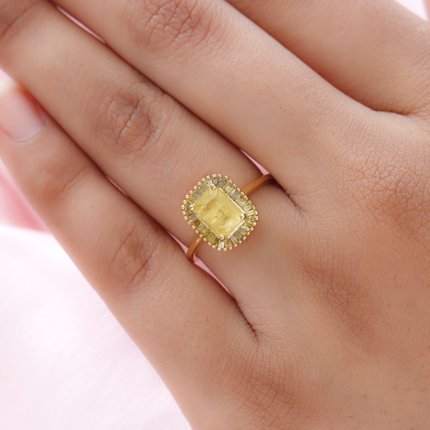 Buy Madagascar Yellow Sapphire And Yellow Diamond Halo Ring In Vermeil  Yellow Gold Over Sterling Silver (size 10.0) 1.40 Ctw At Shoplc (View 5 of 25)