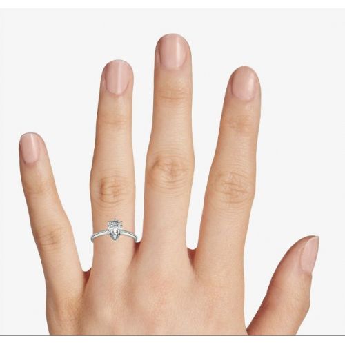 Buy Pear Cut 1 Carat Si2 D Petite Pear Cut Solitaire Diamond Engagement Ring  Platinum Solitaire Engagement Ring – 5ine Jewels With Regard To Petite Pear Shape Diamond Rings (View 21 of 25)