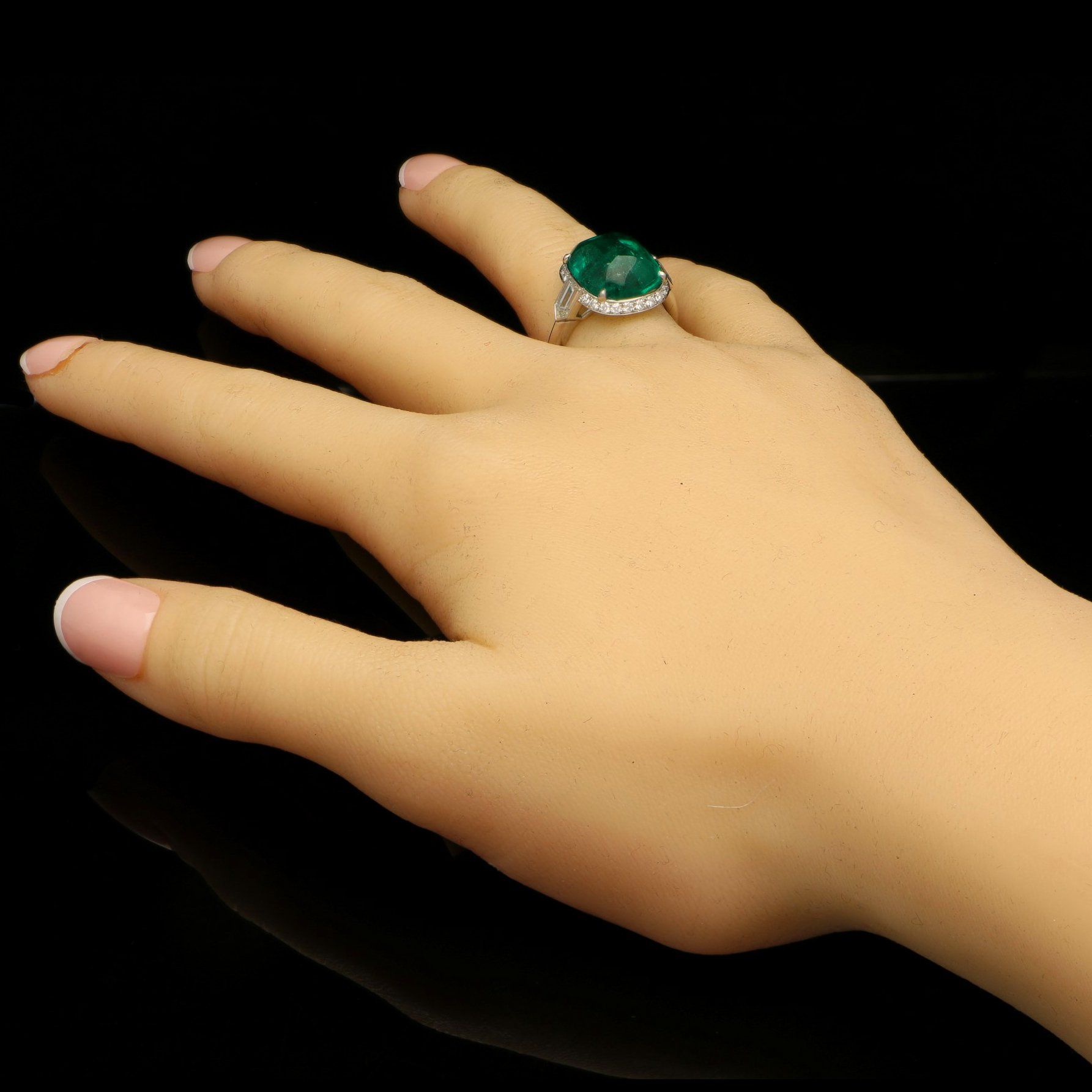 Cabochon Emerald & Diamond Engagement Ring | Hancocks London Pertaining To Emerald Cabochon Halo Rings (View 16 of 25)