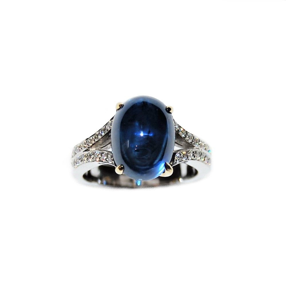 Cabochon Sapphire And Diamond Dress Ring With Sapphire Cabochon And Diamond Rings (View 10 of 25)