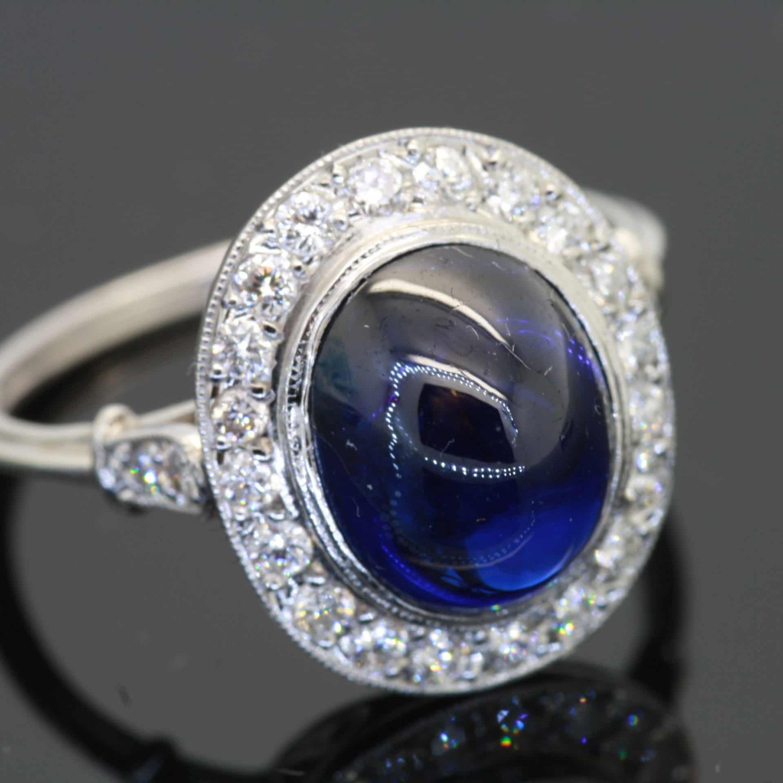 Cabochon Sapphire And Diamond Ring – Diamond Engagement Rings, Sapphire  Ruby And Emerald Jewellery From Weldons Of Dublin With Sapphire Cabochon And Diamond Rings (Photo 25 of 25)