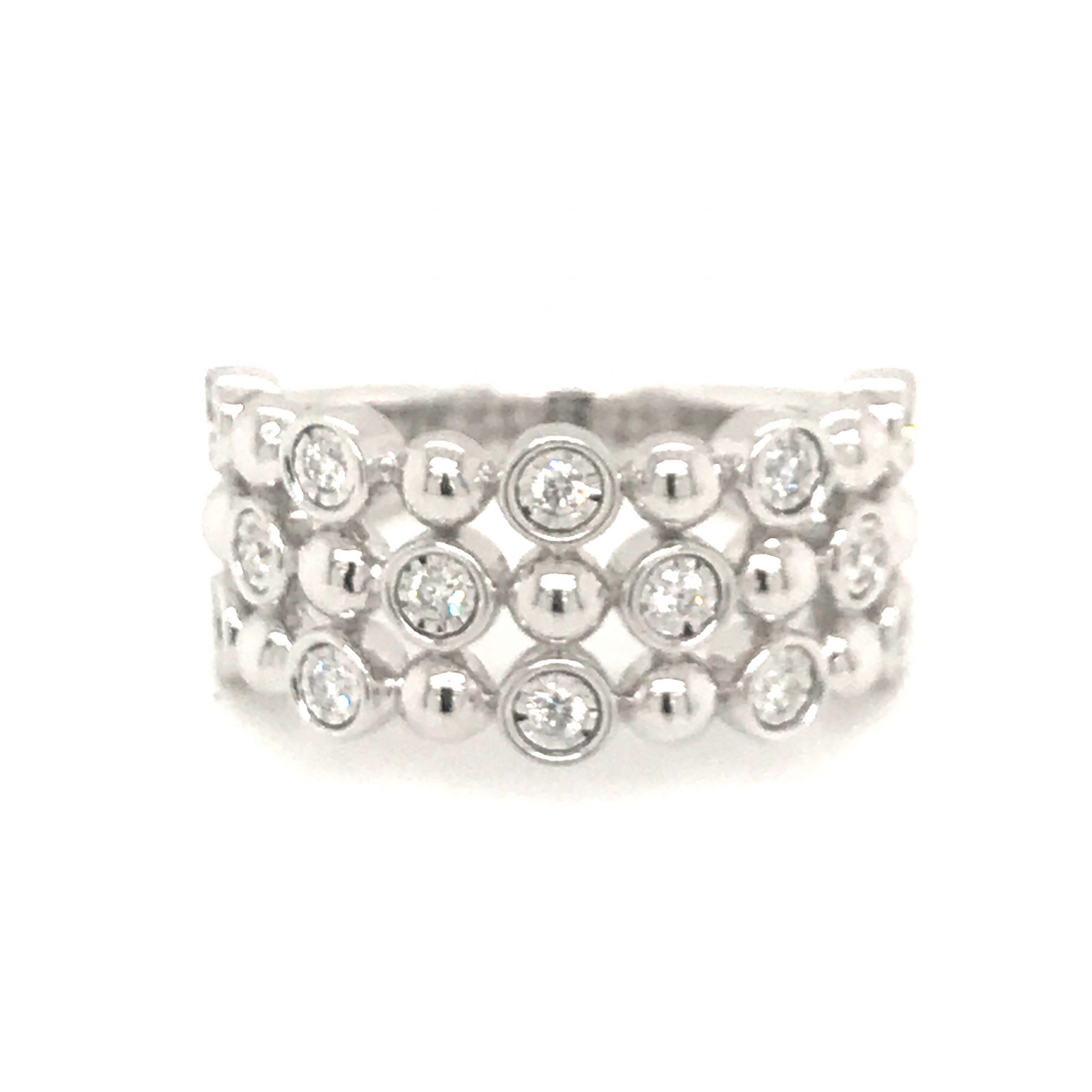 Champagne Bubbles 3 Row Diamond Ring – Mills Jewelers Throughout Bubbles Diamond Bezel Row Rings (View 1 of 25)