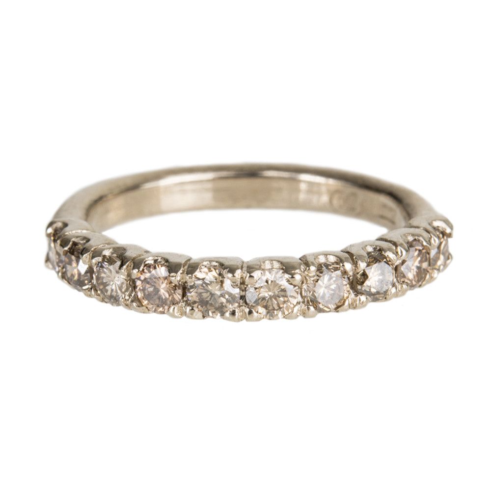 Champagne Diamond & 18ct White Gold Rustic Half Eternity Ring – Tomfoolery  London For Champagne Diamond Eternity Rings (View 20 of 25)