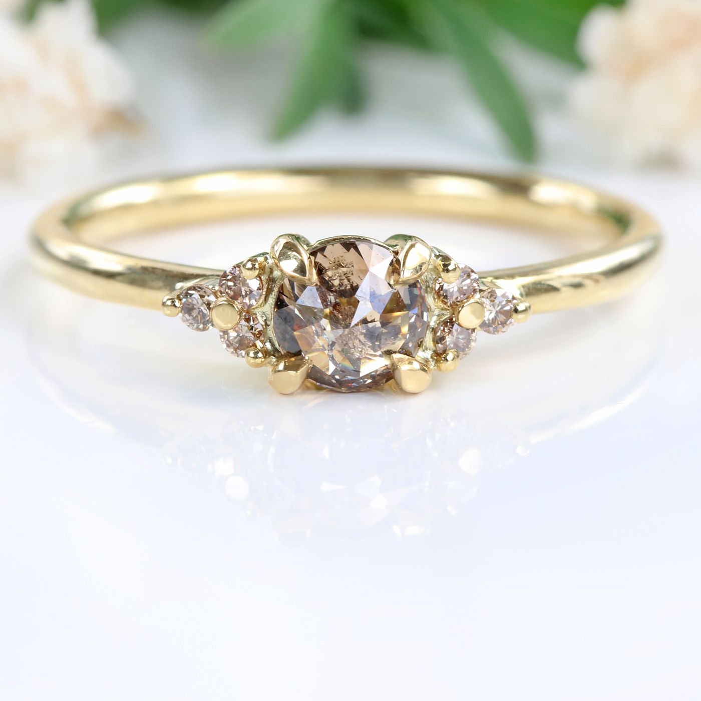 Champagne Diamond Cluster Engagement Ring – Lilia Nash Rings Inside Diamond Cluster Rings (View 15 of 25)