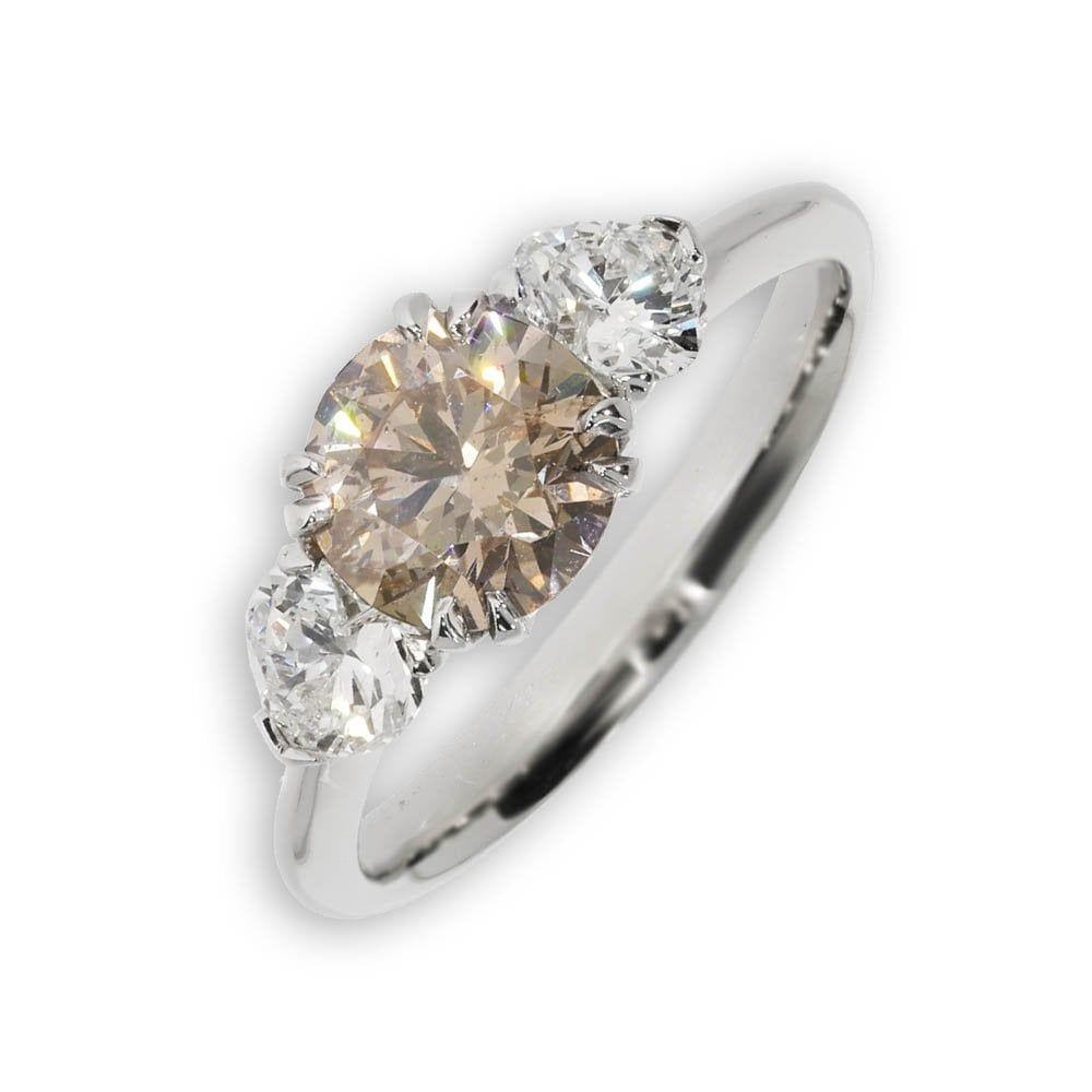 Champagne Diamond Ring Mounted In Platinum With Regard To Champagne Diamond Eternity Rings (View 21 of 25)