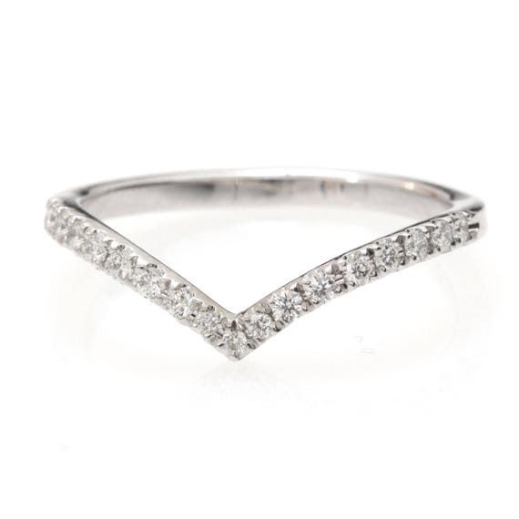 Chevron Diamond V Ring Diamond V Ring With Pave Diamonds – Etsy Intended For V Shaped Rings With Diamond Pave (View 18 of 25)