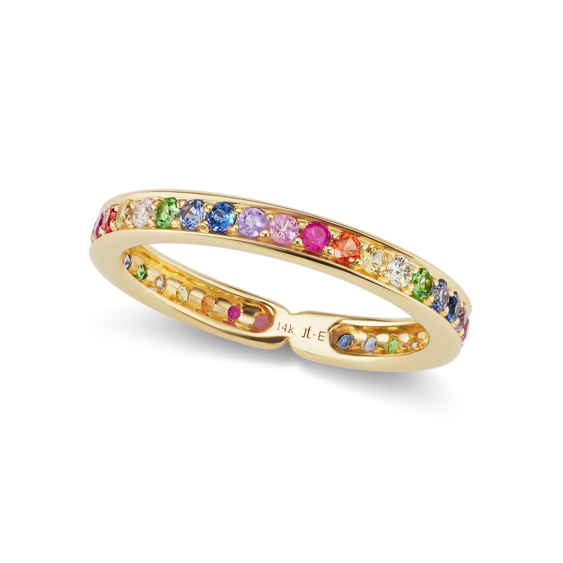 Cirque Small Eternity Band With Rainbow Gemstones And Diamonds — Jane  Taylor Jewelry Throughout Rainbow Sapphire Stack Bands Rings (View 22 of 25)