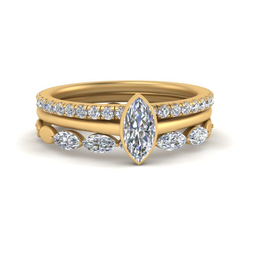 Classic Marquise Wedding Stacking Rings In 14k Yellow Gold | Fascinating  Diamonds Intended For Marquise Diamond Thin Beaded Stack Rings (View 12 of 25)