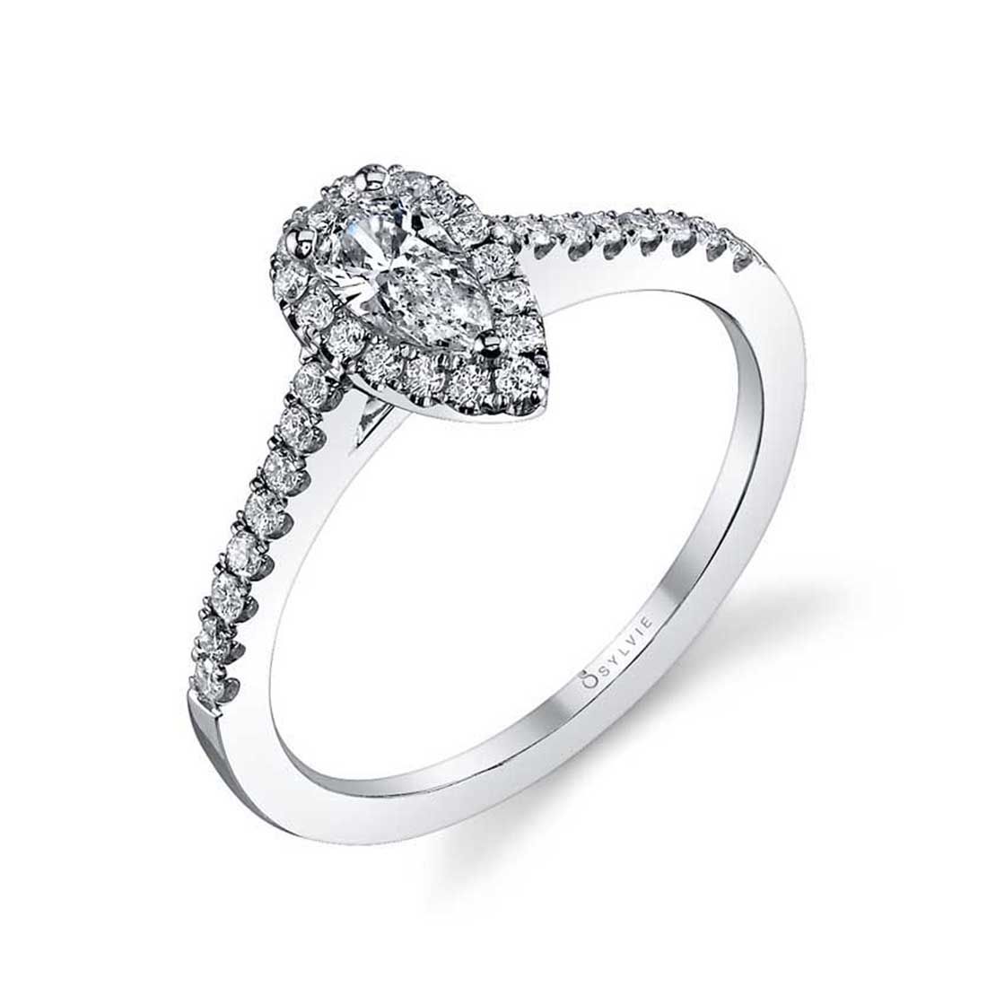 Classic Petite Pear Shaped Engagement Ring With Halo – Jenny Pertaining To Petite Pear Shape Diamond Rings (View 20 of 25)