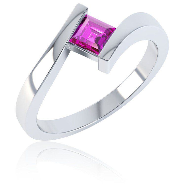 Combinations Pink Sapphire Square Stacking Silver Ring | Jian London With Regard To Stackable Pink Sapphire Rings (View 16 of 25)