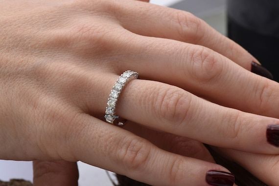 Curved Ring Cluster Wedding Band Eternity Wedding Band Diamond – Etsy Inside Diamond Clusters Semi Eternity Rings (View 16 of 25)