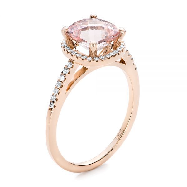 Custom Morganite And Diamond Halo Engagement Ring #101522 – Seattle  Bellevue | Joseph Jewelry Intended For Morganite Halo Rings (View 6 of 25)