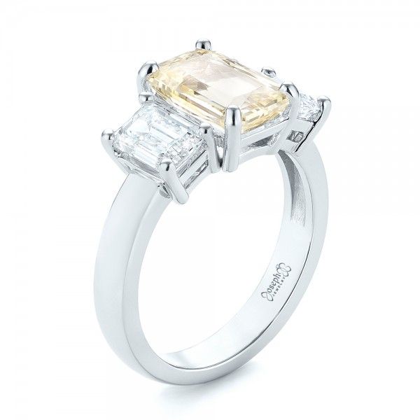 Custom Three Stone Yellow Sapphire And Diamond Engagement Ring #103534 –  Seattle Bellevue | Joseph Jewelry With Yellow Sapphire And Diamond Rings (View 9 of 25)
