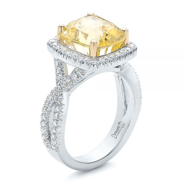 Custom Yellow Sapphire And Diamond Halo Engagement Ring #100594 – Seattle  Bellevue | Joseph Jewelry With Regard To Yellow Sapphire And Diamond Rings (View 1 of 25)