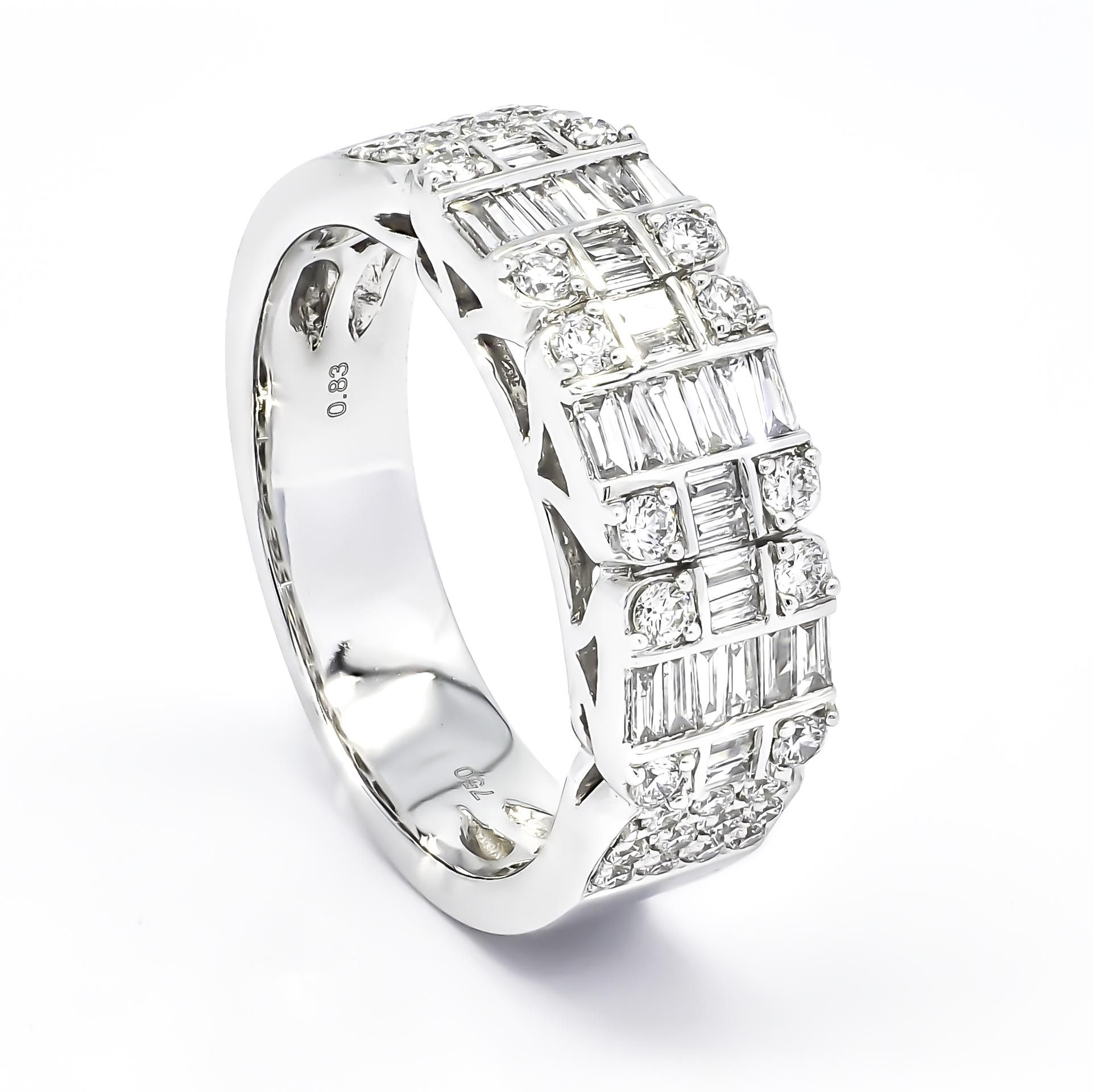Customizable 18k White Gold Baguette Diamond Round Brilliant Half Eternity  Band Ring For Sale At 1stdibs Throughout Diamond Clusters Semi Eternity Rings (Photo 25 of 25)