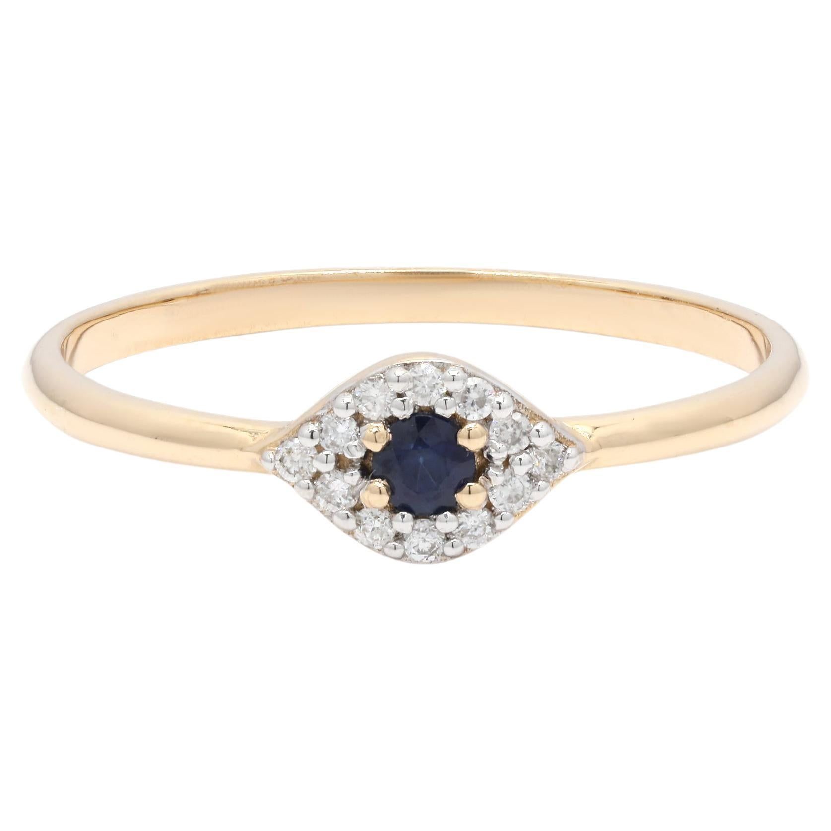 Customizable Blue Sapphire Evil Eye Diamond Ring In 14k Yellow Gold For  Sale At 1stdibs Intended For Evil Eye Sapphire And Diamond Rings (View 14 of 25)
