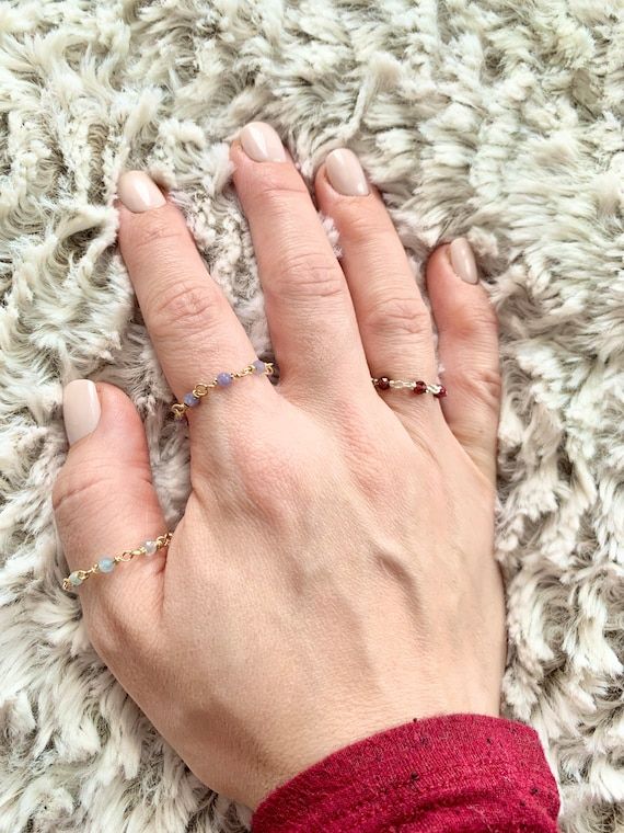 Dainty Gemstone Stacking Rings Birthstone Fidget Ring Chain – Etsy Throughout Dainty Gemstone Stack Rings (View 5 of 25)
