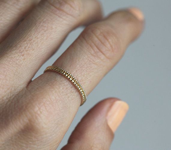 Dainty Thin Rose Gold Ring Beaded In 14k Rose Gold Perfect – Etsy | Thin  Rose Gold Ring, Wedding Rings Simple, Rings Simple With Thin Gold Beaded Rings (View 17 of 25)