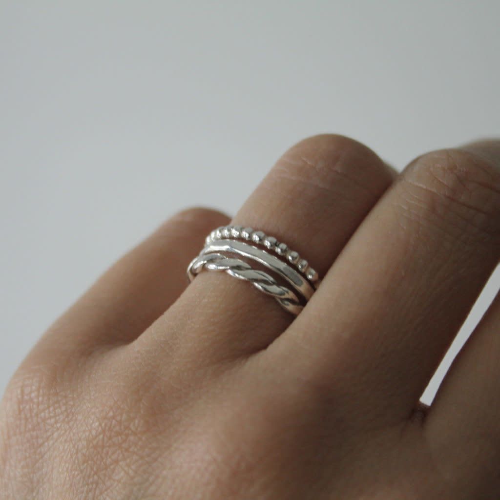 Daisy Silver Popcorn Stacking Ring – Joulberry Within Petite Bow Diamond Stacking Rings (View 17 of 25)