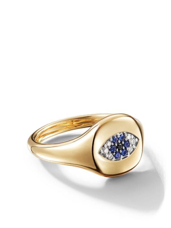 David Yurman 18kt Yellow Gold Cable Collectibles Evil Eye Sapphire And  Diamond Mini Pinky Ring – Farfetch Throughout Evil Eye Sapphire And Diamond Rings (View 18 of 25)