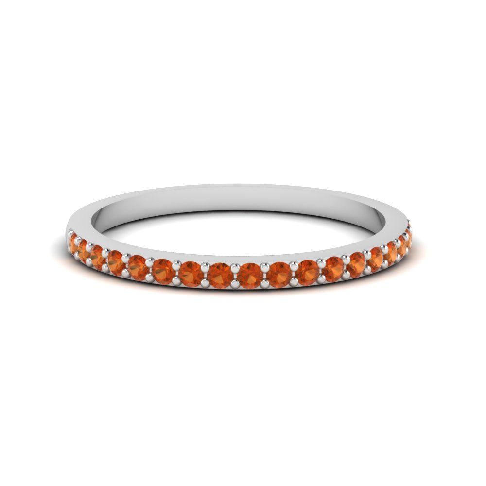 Delicate Orange Sapphire Wedding Band In 14k White Gold | Fascinating  Diamonds Intended For Stackable Orange Sapphire Rings (View 15 of 25)