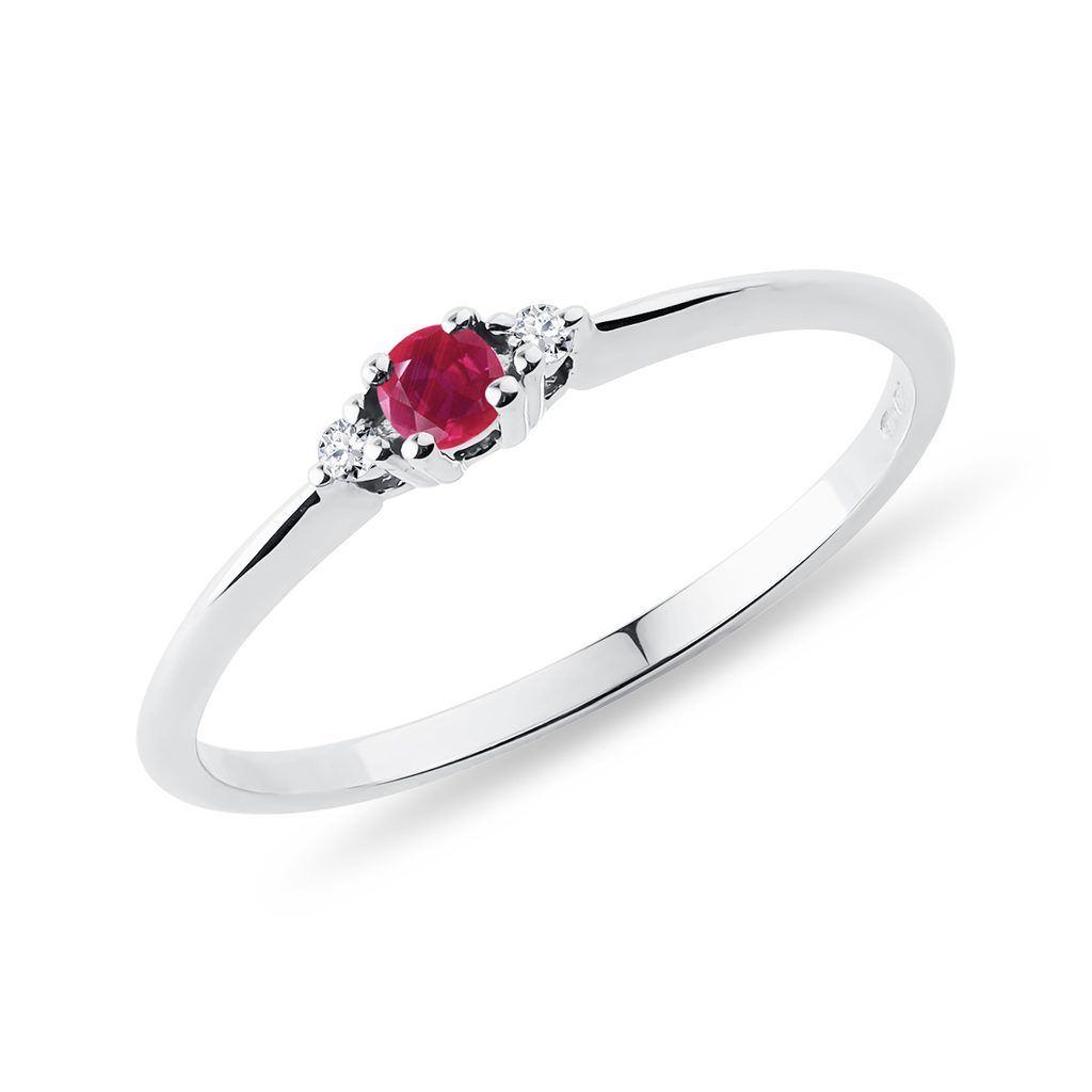 Delicate Ruby ​​and Diamond Ring In White Gold | Klenota In Ruby Delicate Halo Rings (View 19 of 25)