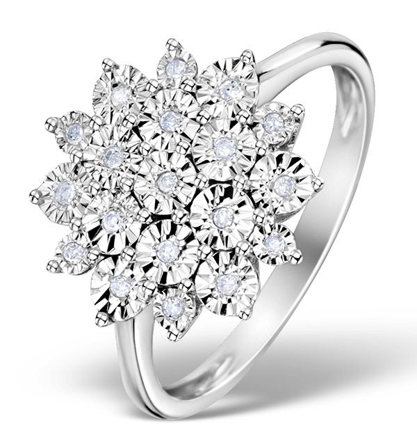 Diamond 0.10ct 9k White Gold Large Cluster Ring – E5888 Regarding Diamond Cluster Rings (Photo 25 of 25)