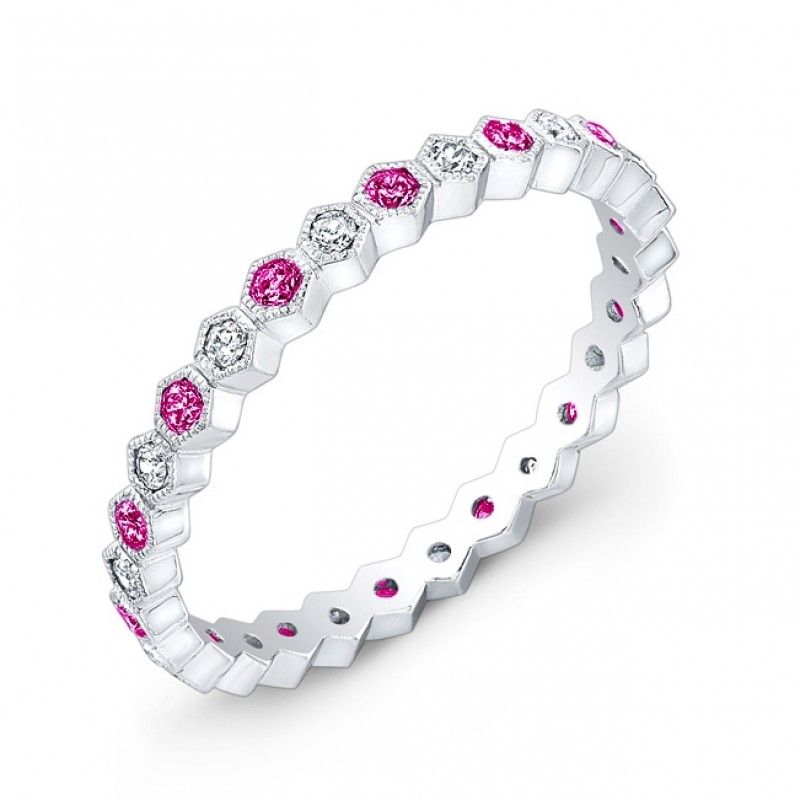 Diamond And Pink Sapphire Stackable Ring Inside Stackable Pink Sapphire Rings (View 7 of 25)