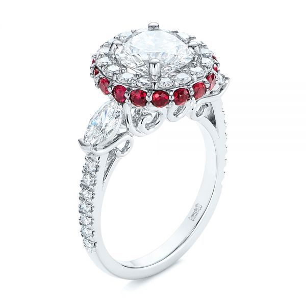 Diamond And Ruby Halo Engagement Ring #105160 – Seattle Bellevue | Joseph  Jewelry Regarding Ruby Halo Rings (View 7 of 25)