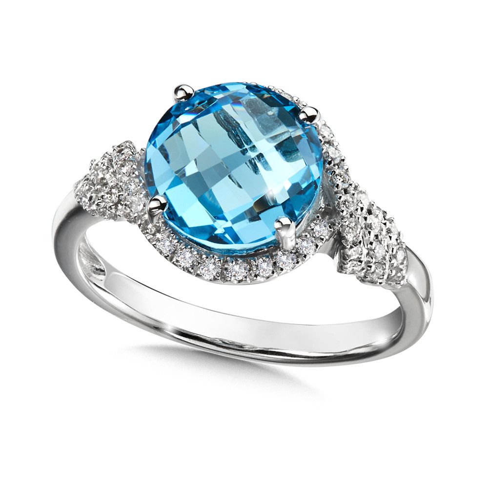Diamond And Swiss Blue Topaz Ring In 14k White Gold | Cgr127w Dbt | Valina  Gemstone Jewelry With Regard To Blue Topaz Rings (View 5 of 25)