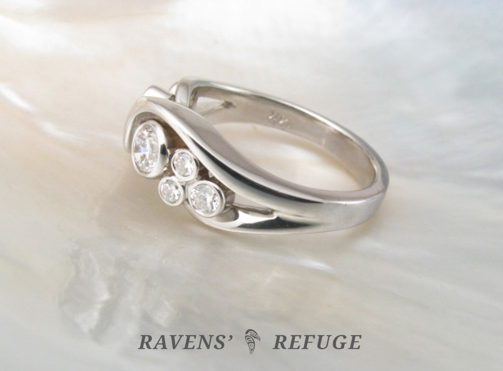 Diamond Bezel Bubble Ring – Handmade Engagement Ring – Ravens' Refuge In Bubbles Bezel Diamond Trio Rings (View 13 of 25)
