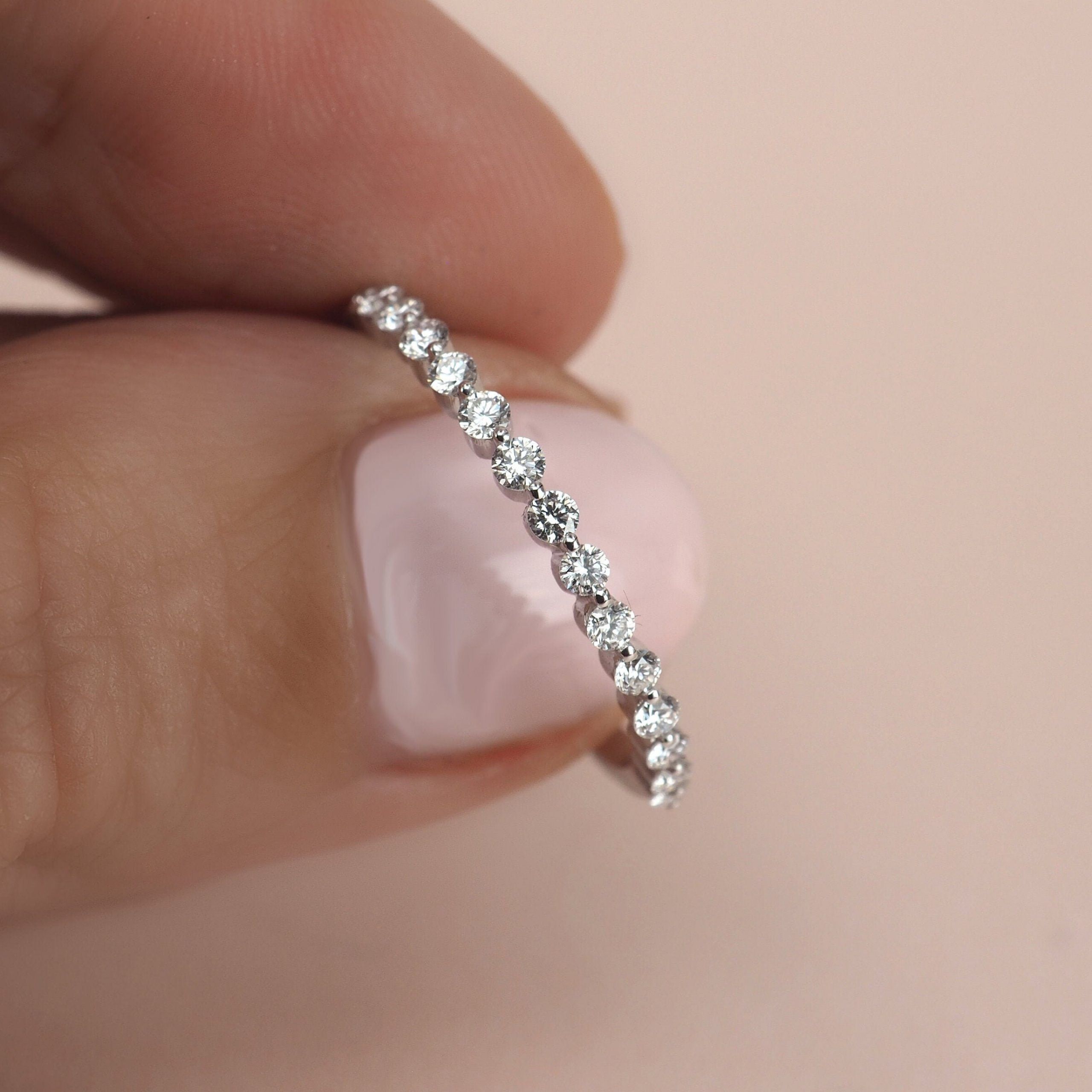 Diamond Bubble Ring . Floating Diamond Eternity Ring 1.8mm  (View 5 of 25)
