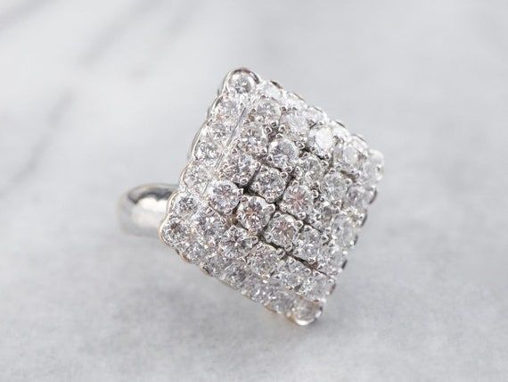 Diamond Cluster Ring Diamond Halo Ring White Gold Diamond – Etsy Within Diamond Cluster Square Cocktail Rings (View 6 of 25)