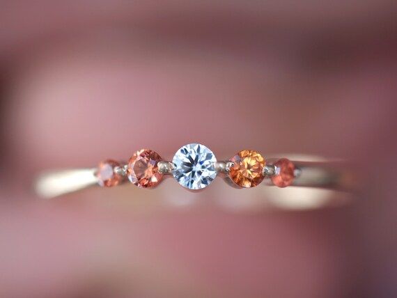 Diamond Stacking Ring Sapphire Stacking Ring Orange Sapphire – Etsy Within Stackable Dark Orange Sapphire Rings (View 12 of 25)