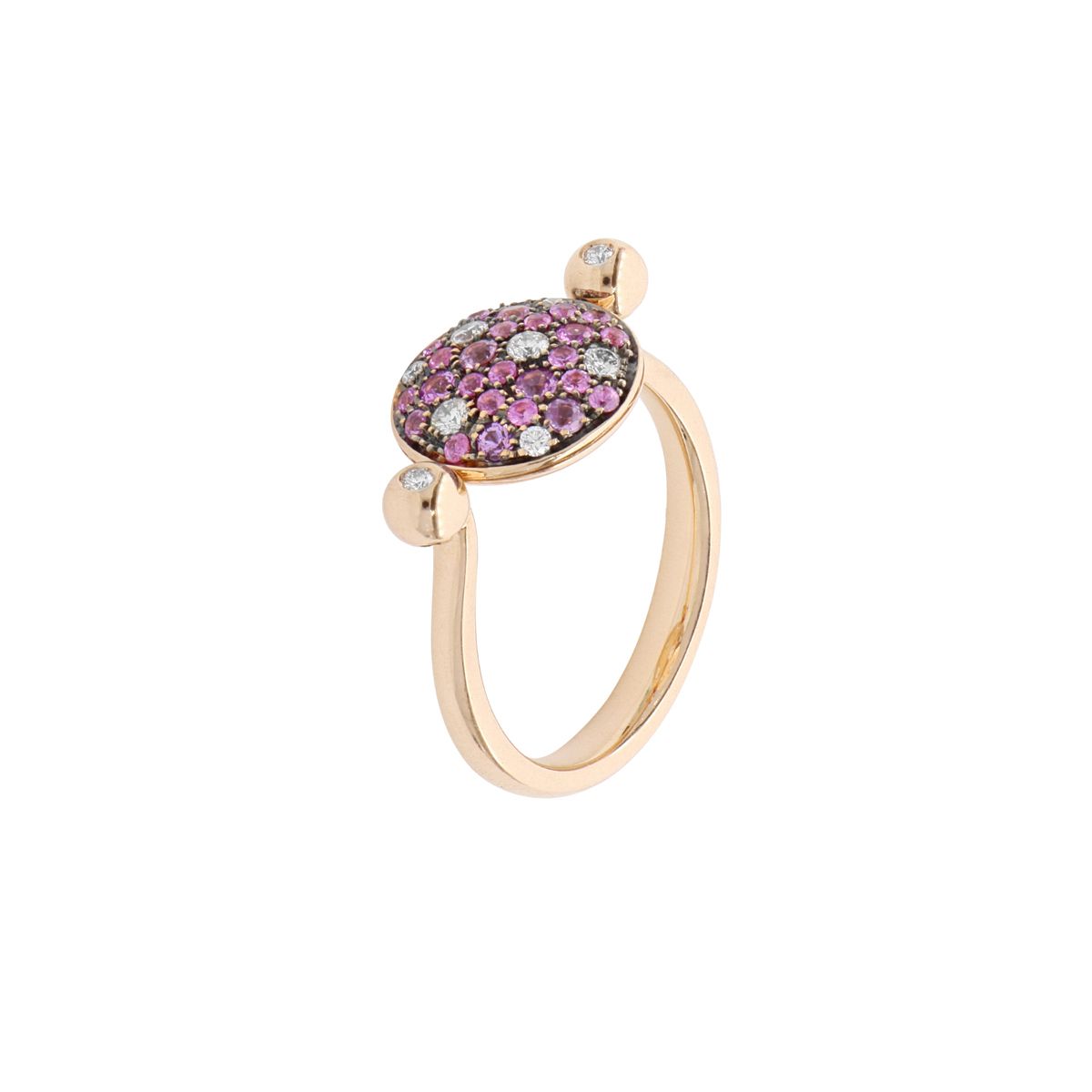 Double Face Circle Diamond Ring | Doralia | Jewelryartisans | Made In  Italy With Love Within Pink Sapphire And Rose Gold Cocktail Rings (View 13 of 25)